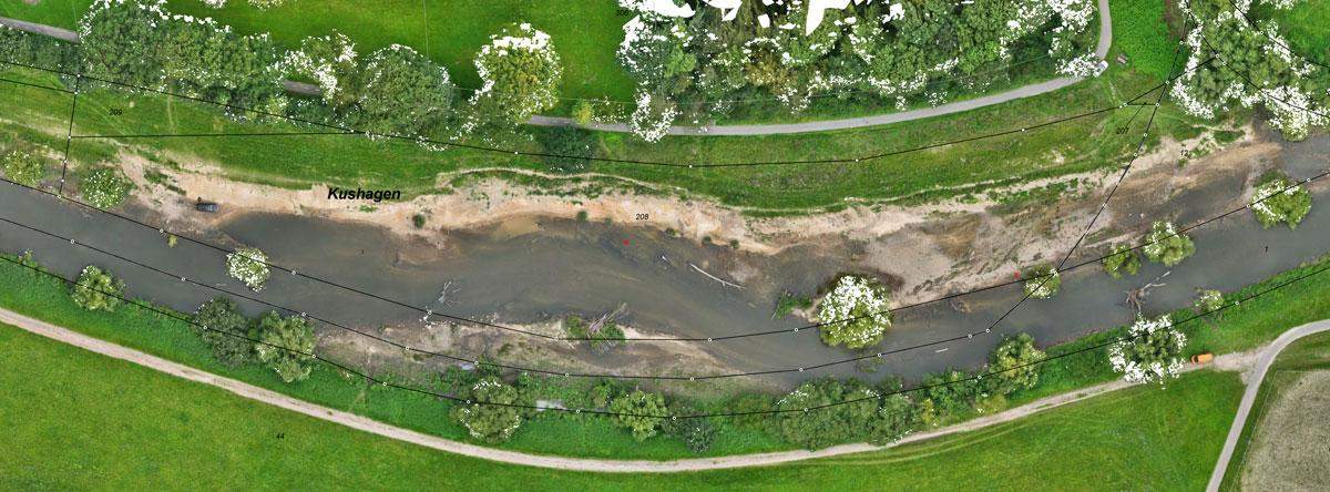 Drohnenvermessung (UAV) der Werre im Sielpark
