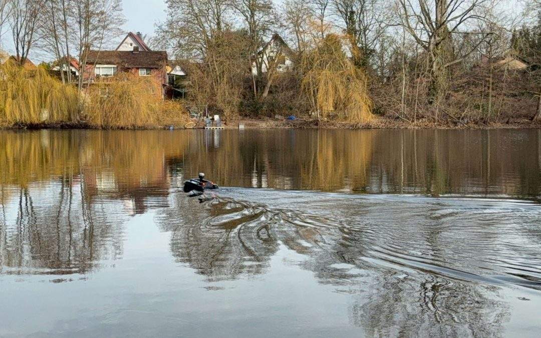 Tiefenvermessung eines Kieslochs in Minden-Leteln