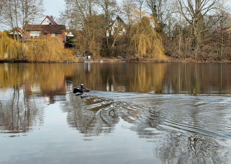 Tiefenvermessung eines Kieslochs in Minden-Leteln